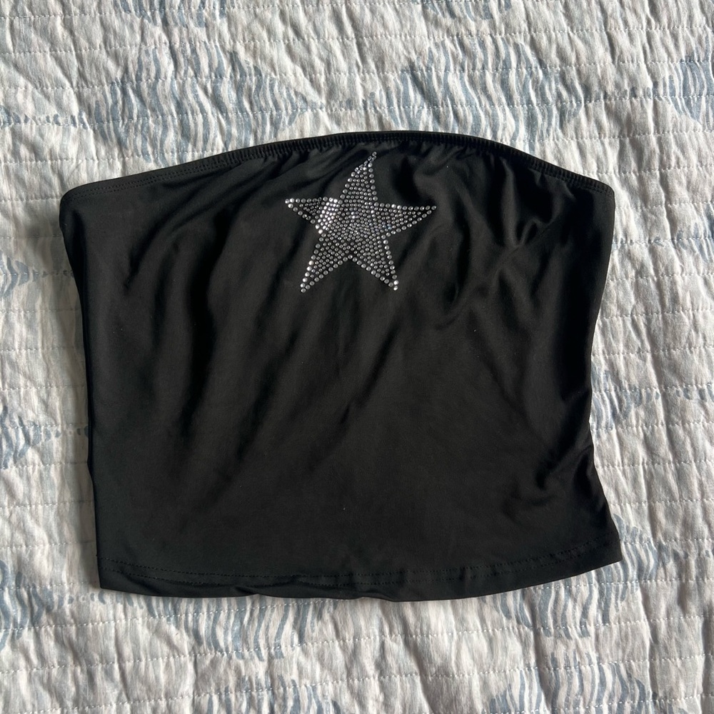 Black Tube Top with Silver Star
